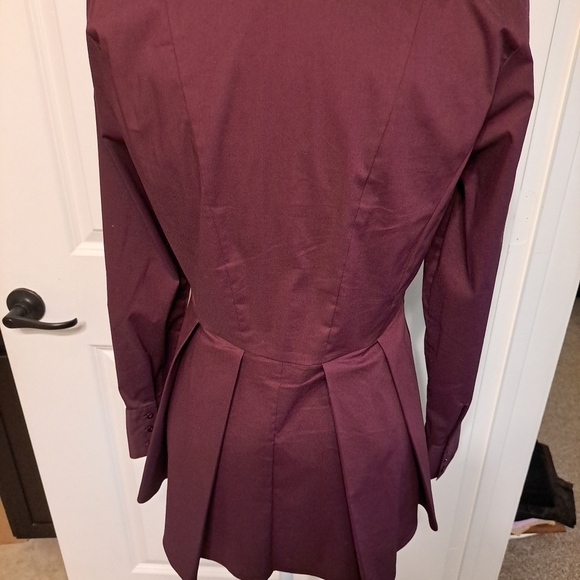 Brooks Brothers burgundy peplum button Front Shirt Burgandy Size 6 EUC - Picture 7 of 9